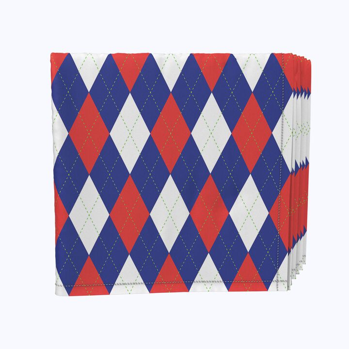 Fabric Textile Products, Inc. Napkin Set, 100% Polyester, Set of 4, Americana Argyle