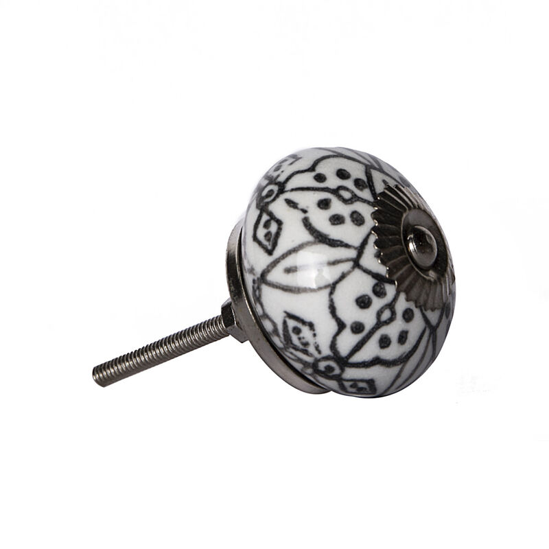 HomeRoots Set of Eight Black And White Ceramic And Metal Drawer Pull Knobs image number 2