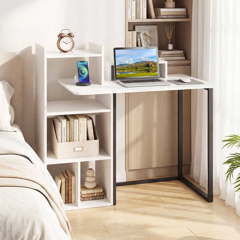 Computer Desk with Charging Station and Monitor Stand for Home Office image number 4