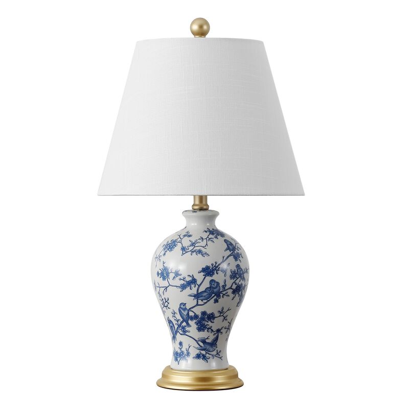Grace French Country Cottage Ceramic Iron Floral Urn LED Table Lamp