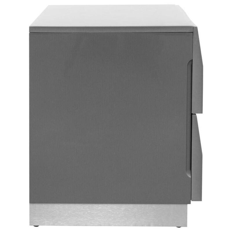 Best Master Furniture Best Master Leon 2-Drawer Poplar Wood Bedroom Nightstand in Gray High Gloss
