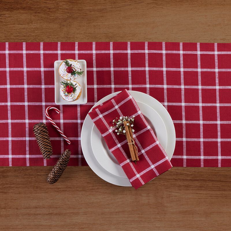 Christmas Linen Table Runner - Windowpane, Solino Home