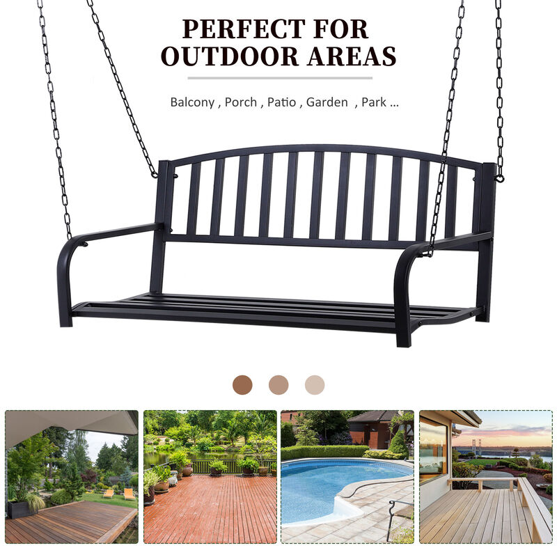 Hivvago 2-Person Front Porch Swing Bench image number 5