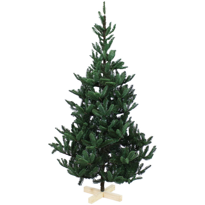 Sunnydaze Indoor Unlit Artificial Christmas Tree with Wooden Base - 6 ft