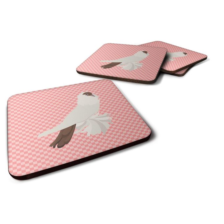 Caroline's Treasures German Helmet Pigeon Pink Check Decorative coasters, 3.5, Multicolor