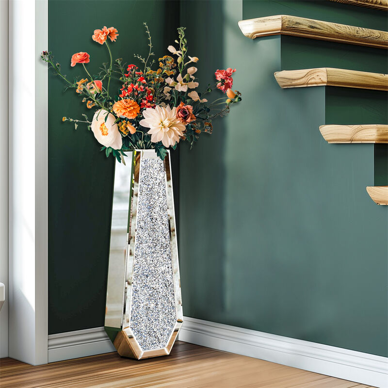 Tall Crushed Diamond Floor Vase Luxury Container for Dried Flower Arrangements image number 2