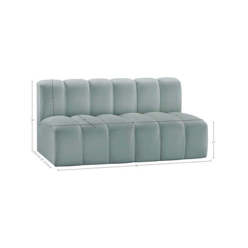 Meridian Furniture Arc Mint Green Vegan Leather Modular Sofa