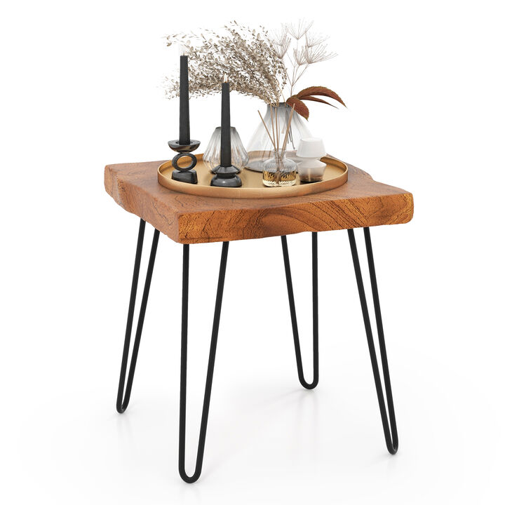 Square Reclaimed Recycled Teak Wood End Table