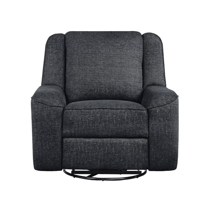 Lexicon Monterey Chenille Swivel Reclining Chair In Ebony