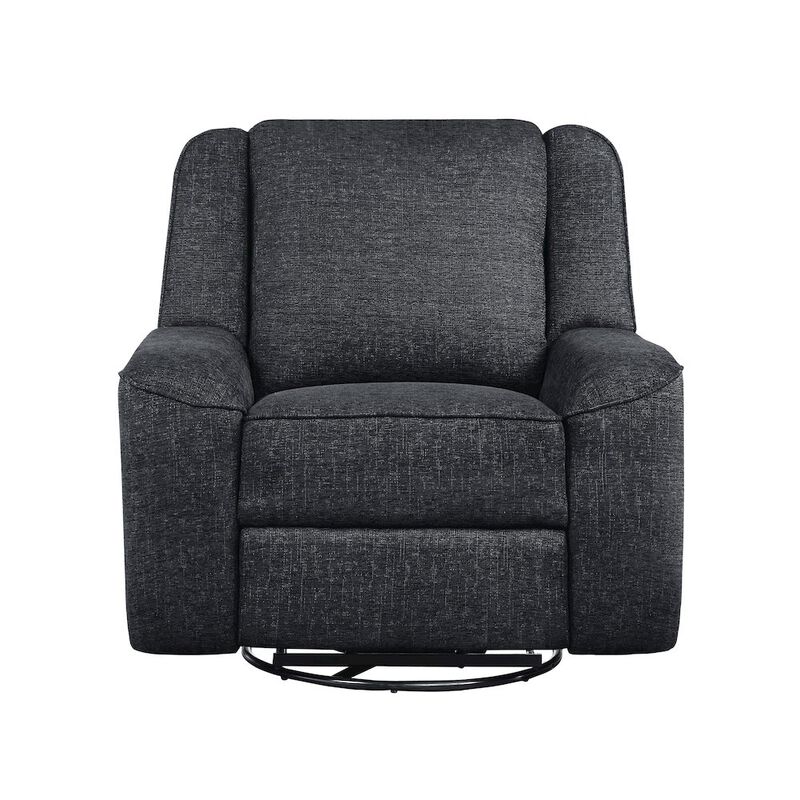 Lexicon Monterey Chenille Swivel Reclining Chair In Ebony