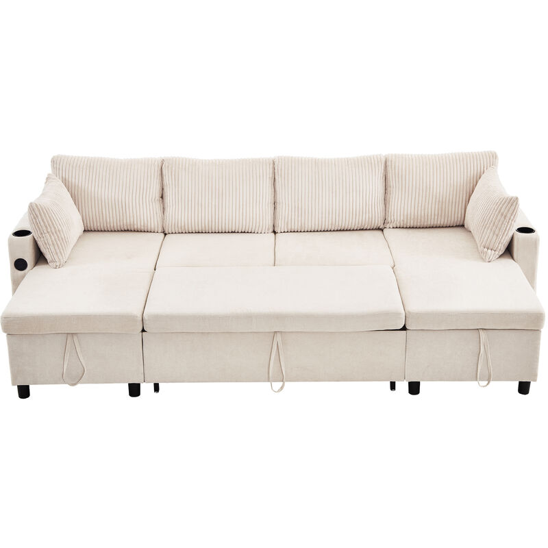 Merax Pull-out Sofa Bed with 2 Cup Holders
