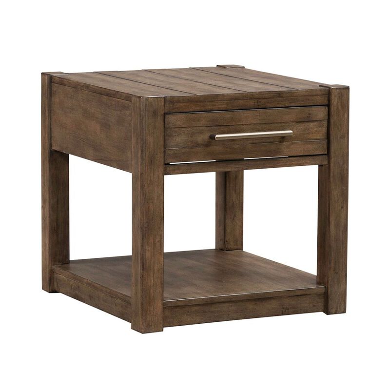 Liberty Furniture Broadmore Living Room Drawer End Table - Cobblestone Brown image number 0