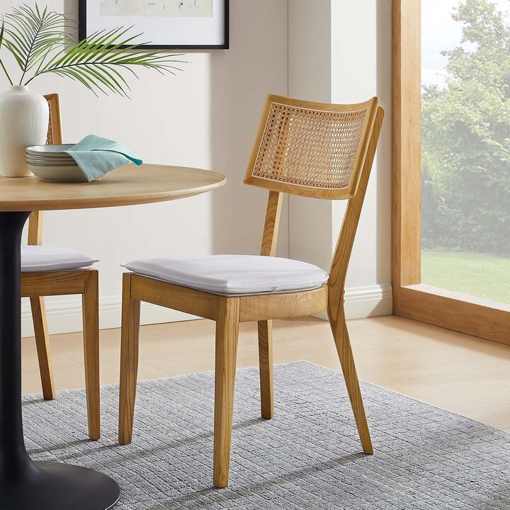 Modway EEI-6080-NAT-WHI Caledonia Fabric Upholstered Wood Dining Chair Set of 2, Natural White