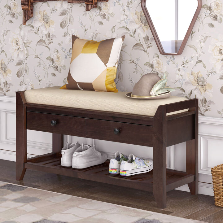 Streamdale Multipurpose Entryway Bench with Seat and Drawers (Espresso)