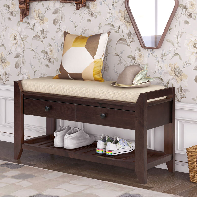 Streamdale Multipurpose Entryway Bench with Seat and Drawers (Espresso) image number 1