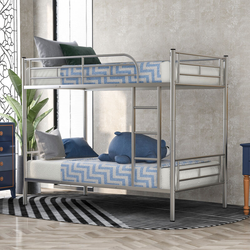 Whisen Twin Over Twin Metal Bunk Bed - White