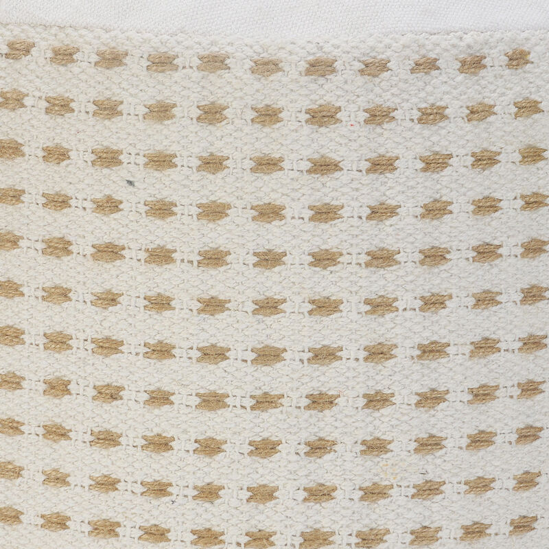 Jute Round Geometric Pouf Ottoman for Living Room or Bedroom Seating