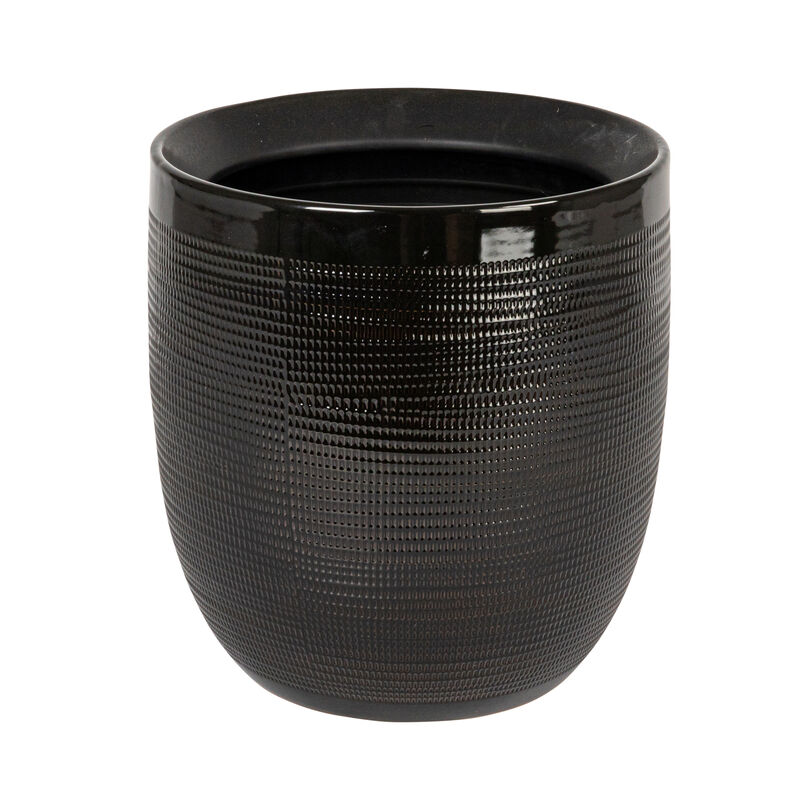 Textured Stoneware Planter, Black image number 0