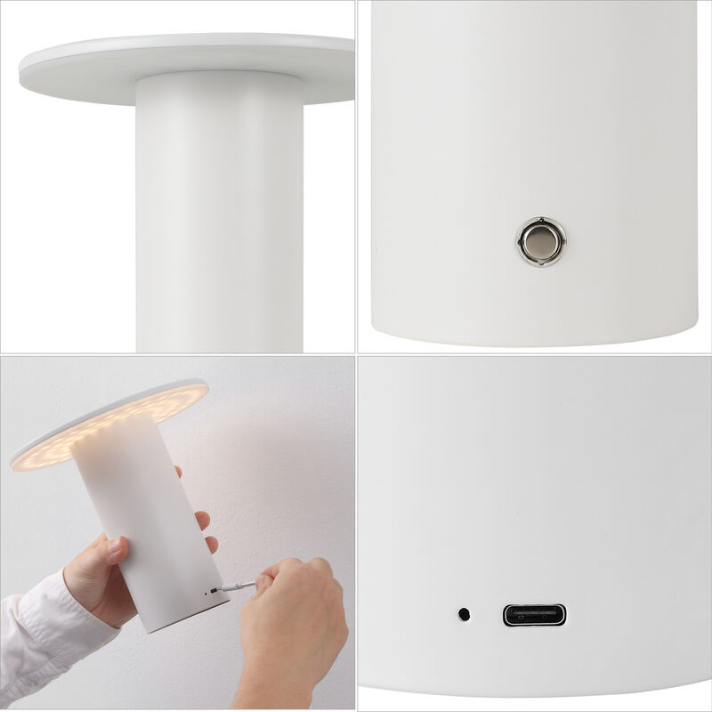 Gio 7.5" Modern Minimalist Column Rechargeable/Cordless Dimmable Integrated LED Table Lamp with Touch Sensor