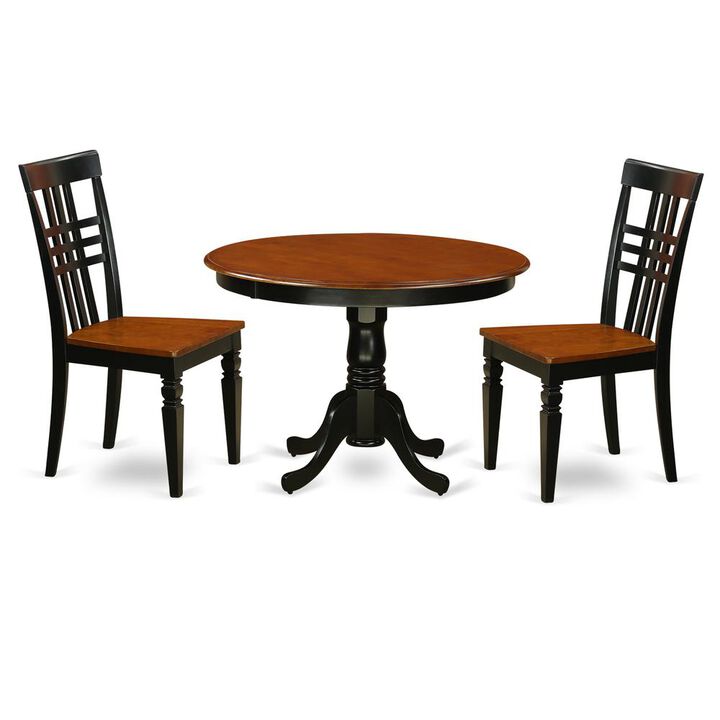 3 Pc set with a Kitchen Table and 2 Microfiber Dinette Chairs in Black and Cherry