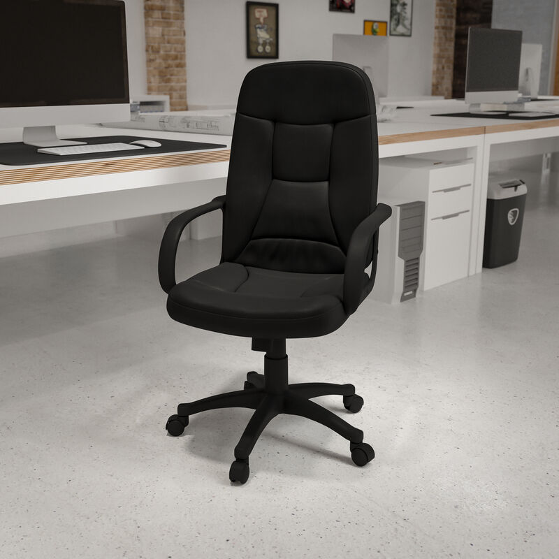 Holly High Back Black Glove Vinyl Executive Swivel Office Chair with Arms image number 1