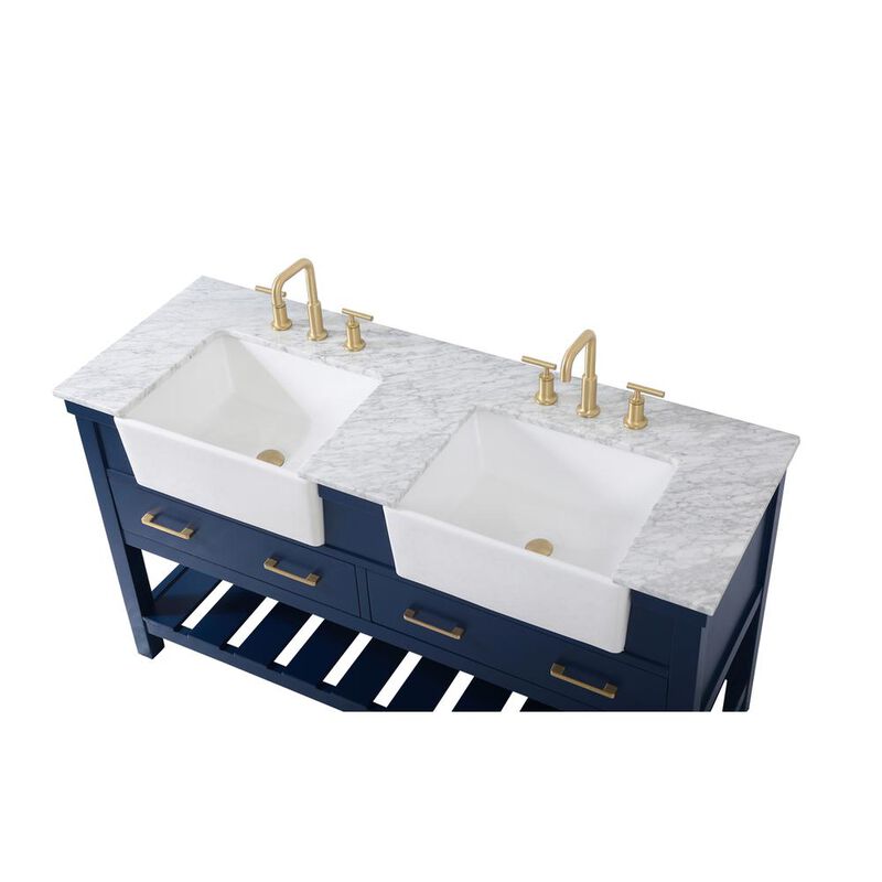 Elegant Kitchen and Bath 60 inch double bathroom vanity in blue