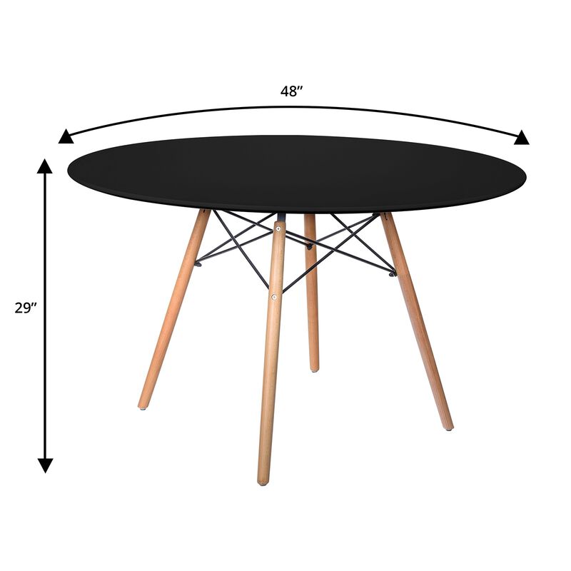 LeisureMod Dover 47" Round Dining Table – Modern Eiffel Base Design, Accent Table for Kitchens, Dining Rooms, Breakfast Nooks & Small Spaces