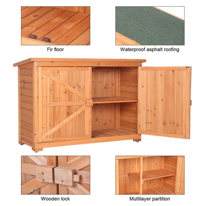 Double Door Outdoor Storage Cabinet Weather-Resistant Garden Shed for Yard & Patio Organization image number 5