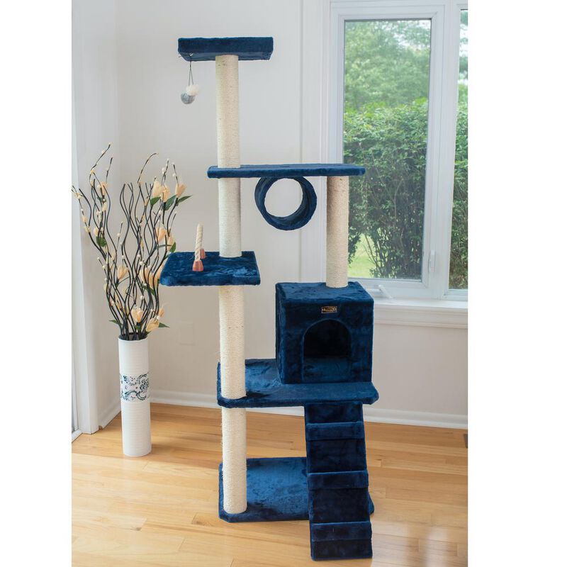 Armarkat 71 Navy Real Wood Cat Climbing Tower, Cat Scratching Furniture