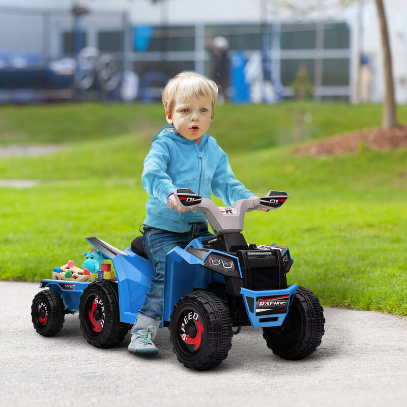 BreeBe 6V Electric Toy Car with Back Trailer, Forward Backward, Wear-Resistant Wheels image number 1