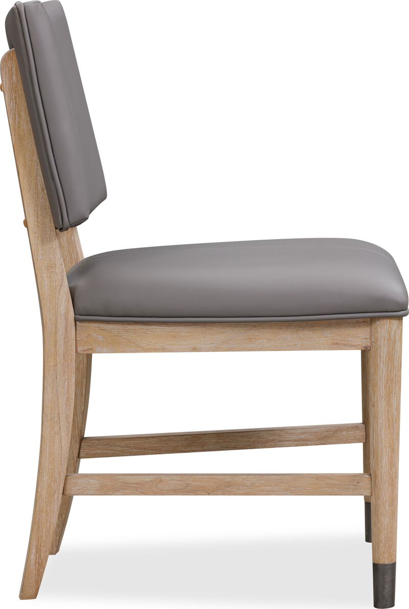 Franklin Dining Chair in Au Natural and Gray Leather - Set of 2
