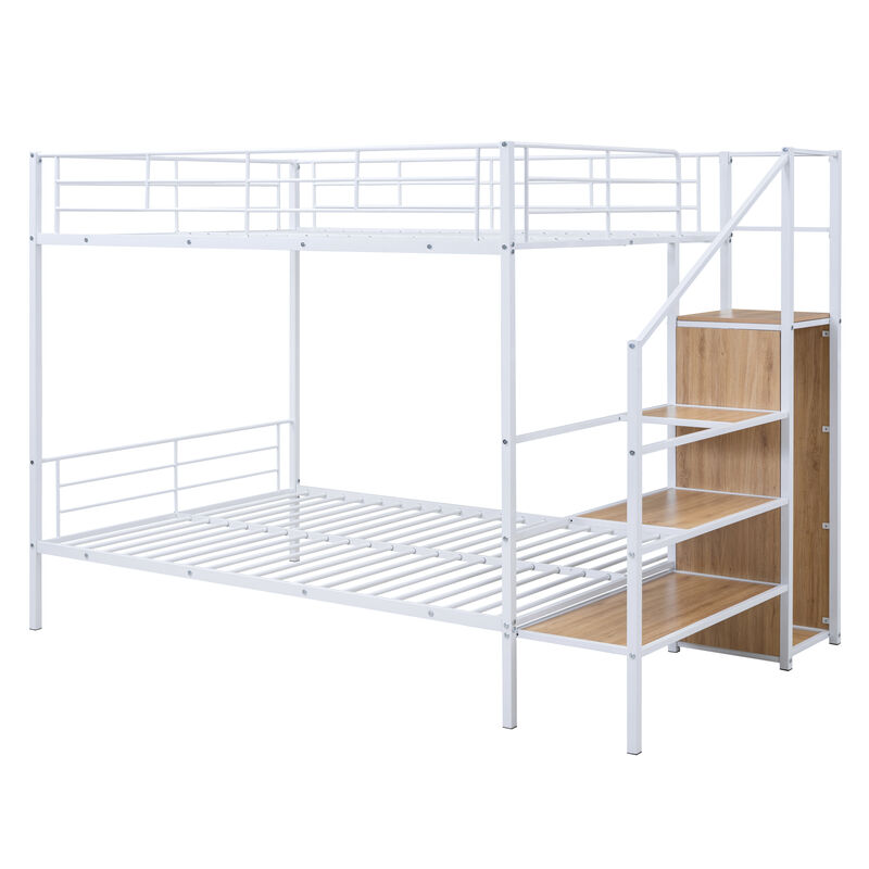 Merax Metal Bunk Bed with Lateral Storage Ladder