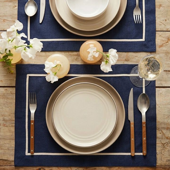 Linen Placemats Set of 4 for Dining Table Decor, 14 x 19 Inch - Kensington