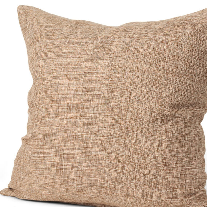 HomeRoots 22" Brown Linen Throw Pillow Cover with Texture image number 2