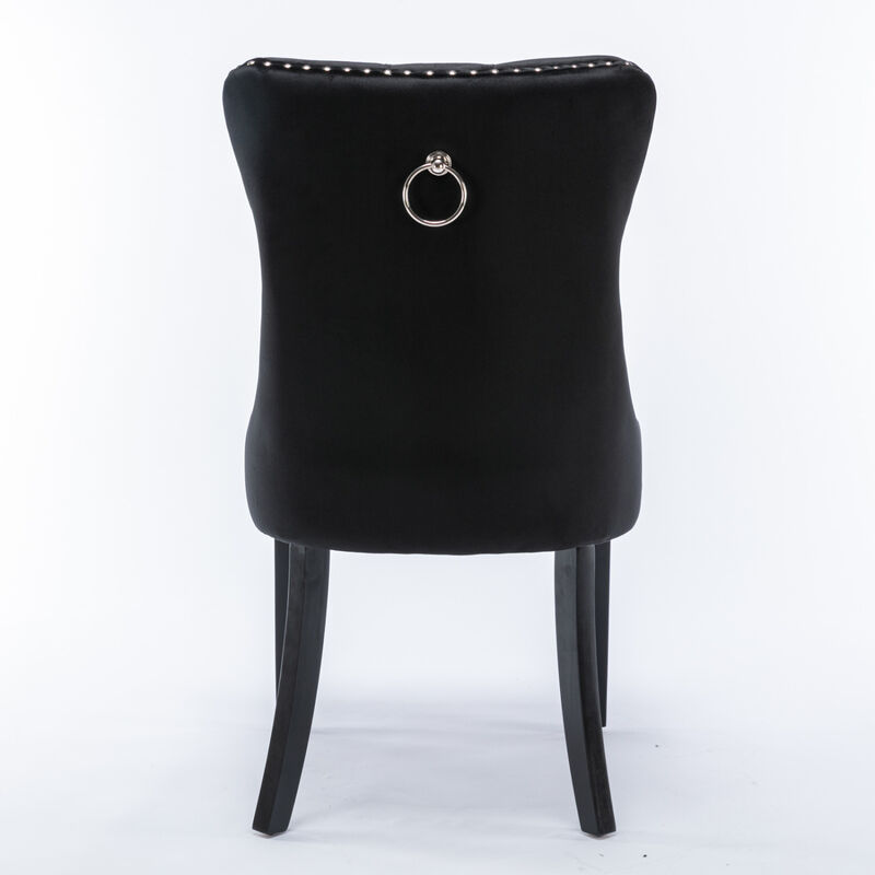 Streamdale Contemporary Velvet Dining Chairs, Black, 2-Pcs Set image number 6
