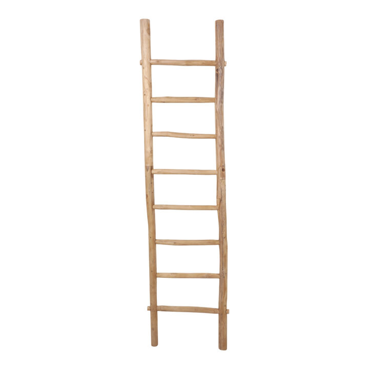 76x19" Teakwood Decorative Ladder, Natural