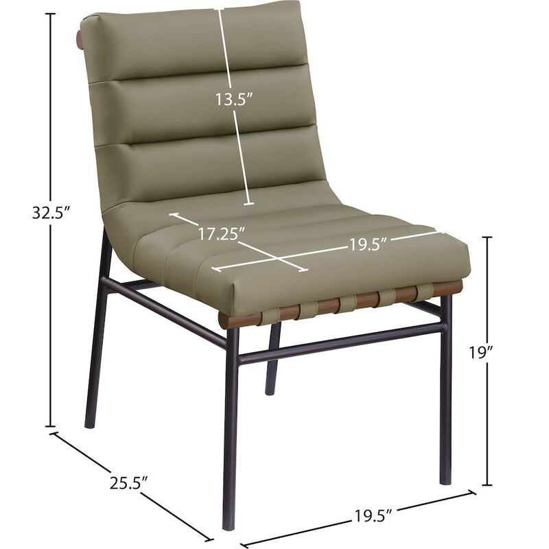 Meridian Furniture Burke Olive Vegan Leather Dining Chair, Set of 2