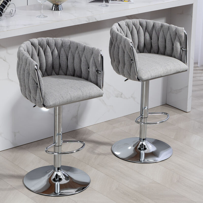 Streamdale 360 Swivel Bar Stools with Woven Back & Footrest (Set Of 2)