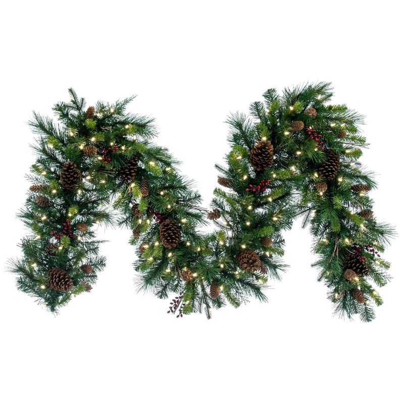 Vickerman 9' Cibola Mixed Berry Artificial Christmas Garland - Warm White LED Mini Lights - Faux Mixed Berry Christmas Garland - Indoor Seasonal Home Decor image number 0