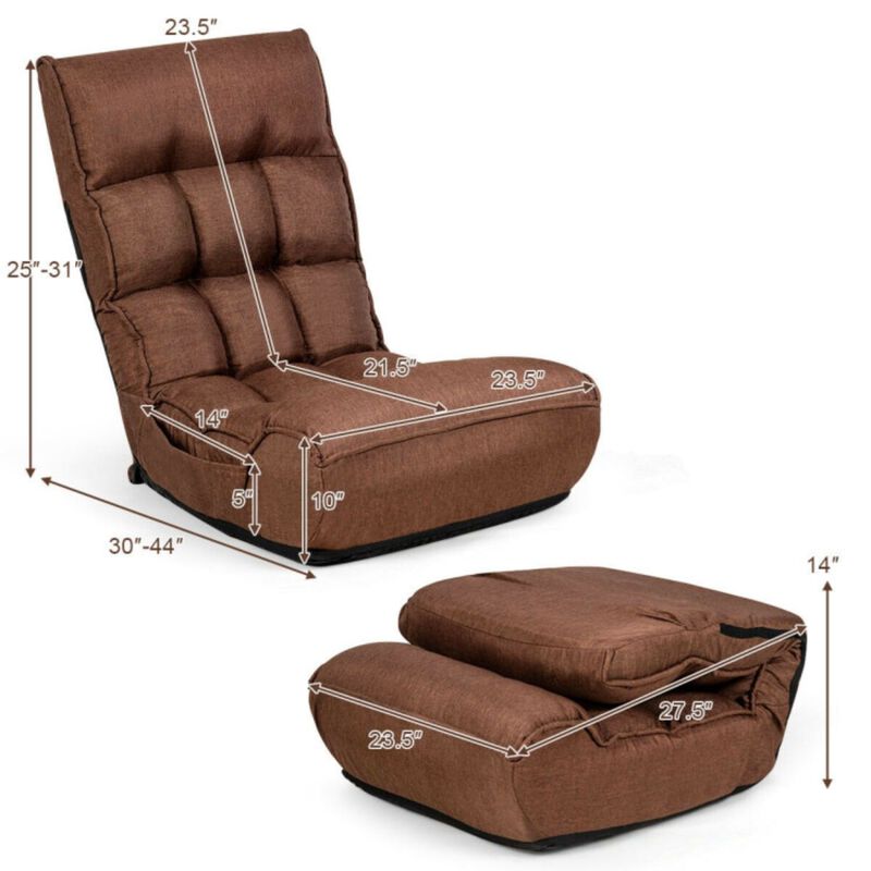 4-Position Adjustable Floor Chair Folding Lazy Sofa