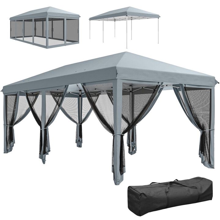 Hivvago 10' x 20' Pop Up Canopy Tent with Netting and Carry Bag