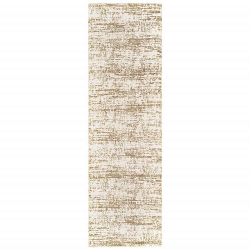 2X8 Ivory And Gray Abstract Strokes Runner Rug