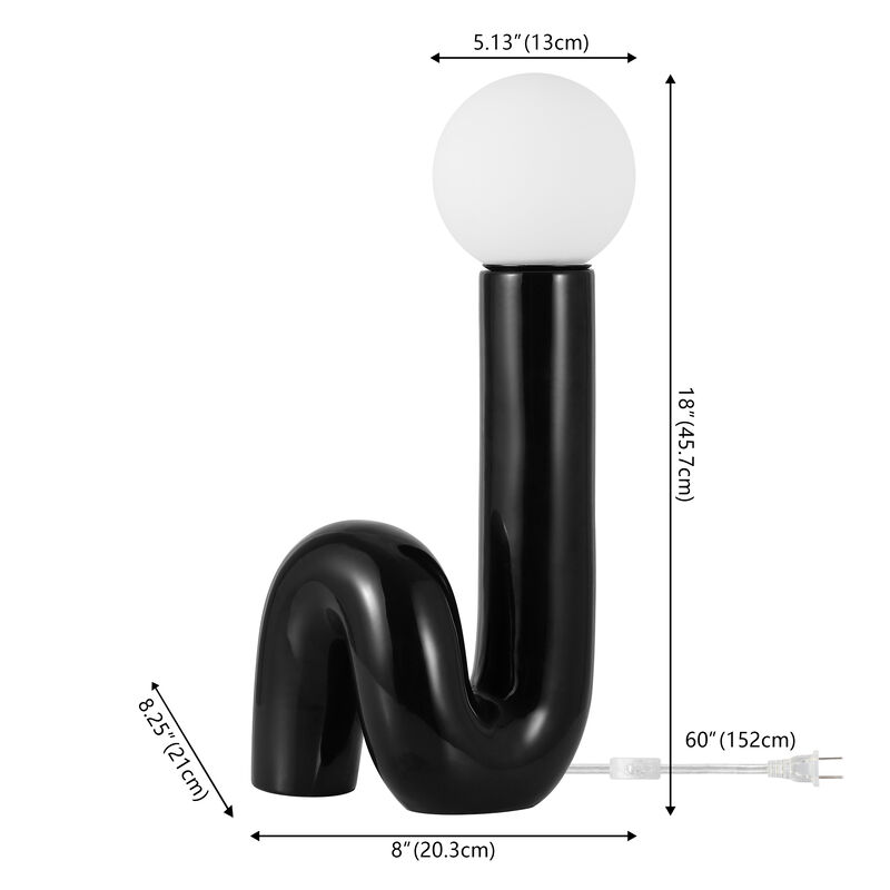 Katya 18" Scandinavian Minimalist Ceramic Spiral Tube LED Table Lamp