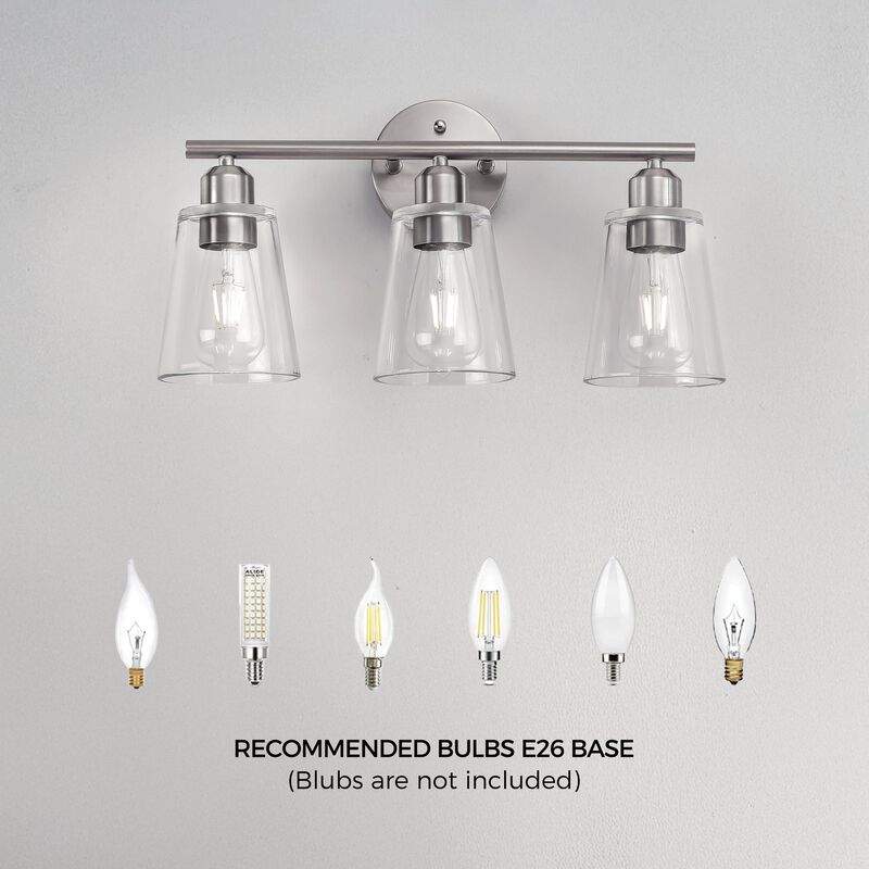 Vanity Light with Tapered Clear Glass Shade and For Hallway or Bathroom image number 5