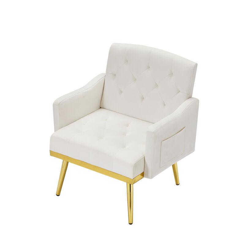Streamdale Cream Velvet Armchair With Metal Legs image number 2