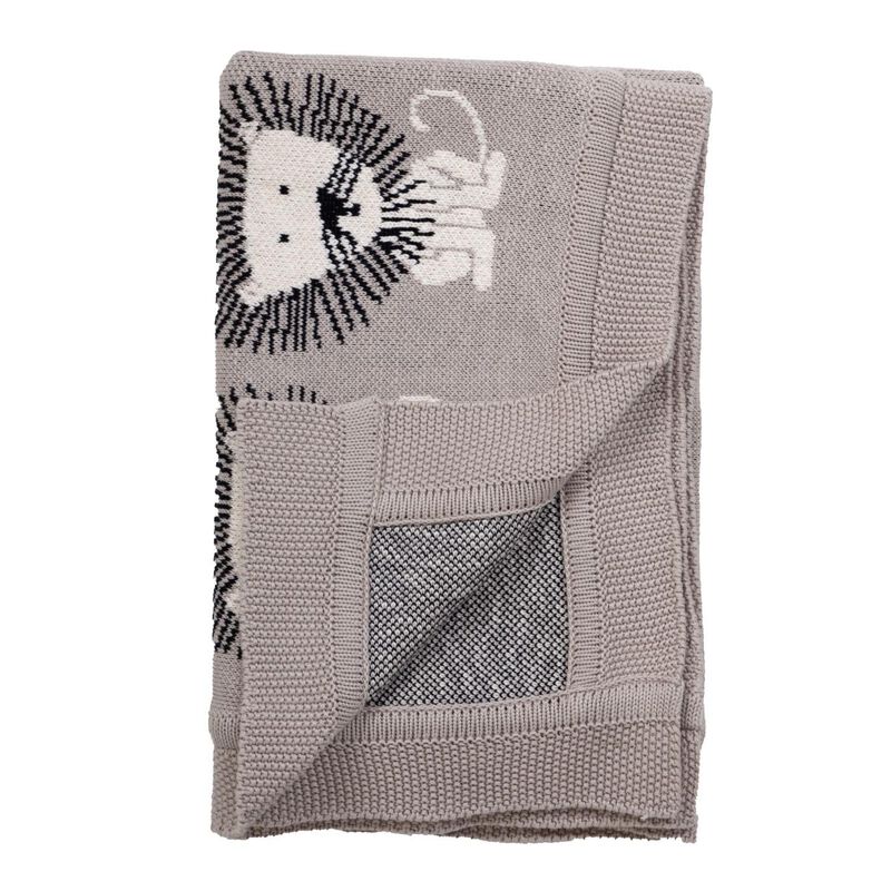 HomeRoots Grey Lots Of Lions Woven Knitted Baby Blanket image number 2