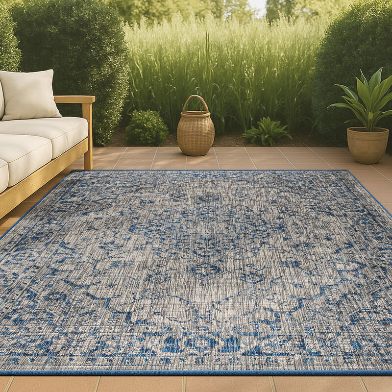 Rozetta Boho Medallion Textured Weave Indoor/Outdoor Area Rug