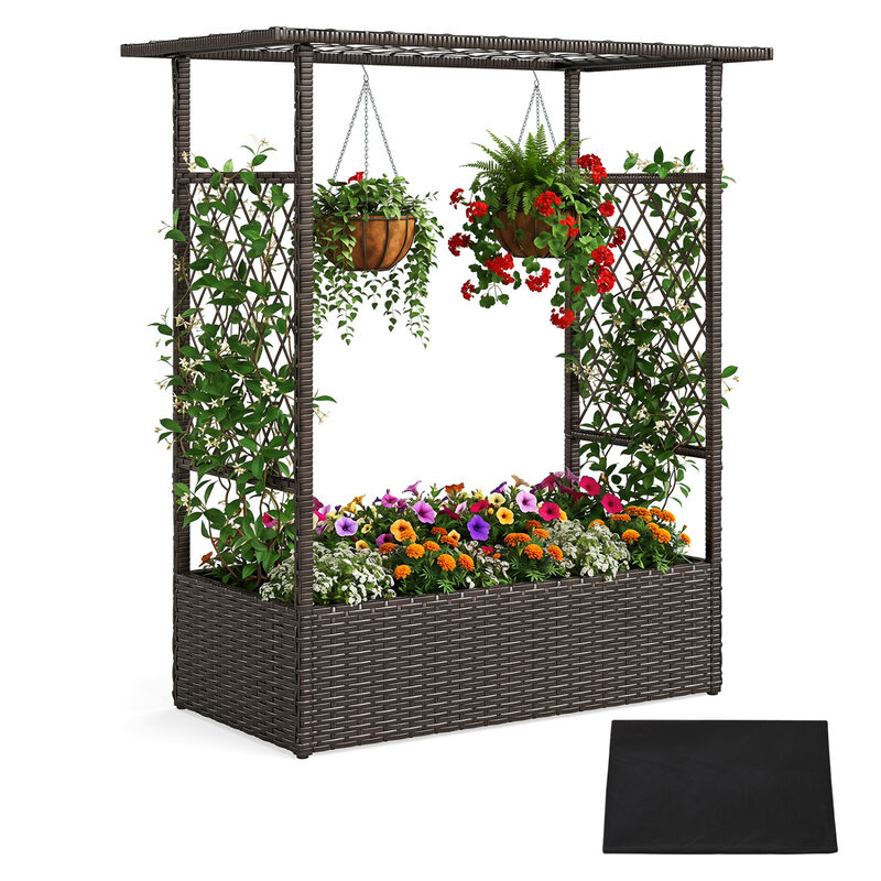 Outdoor Raised Garden Bed with Hanging Roof and Dual Trellises image number 7