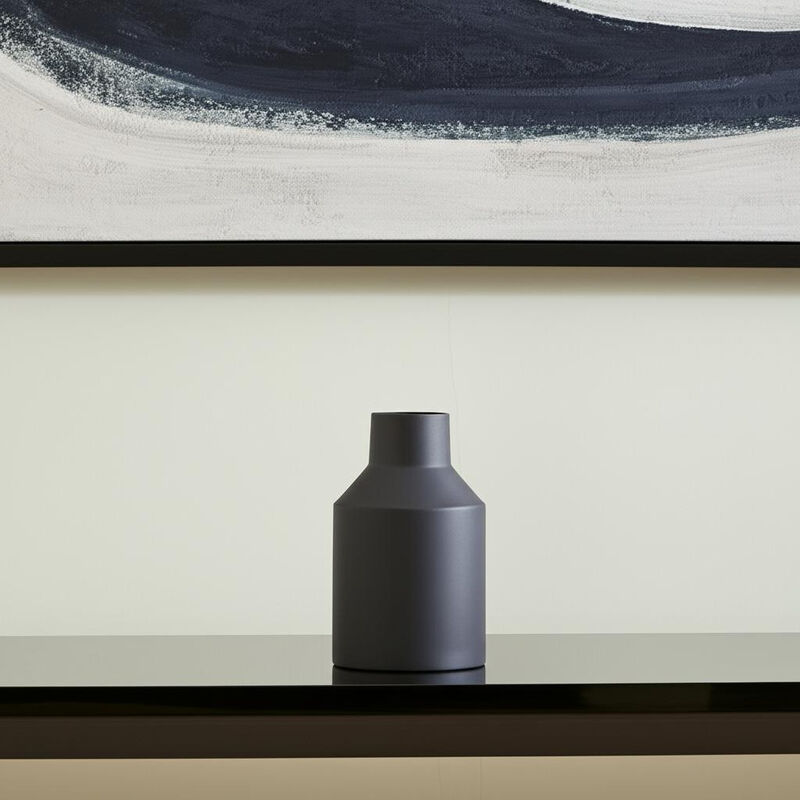 HomeRoots 11" Black Tulip Metal Table Vase image number 1