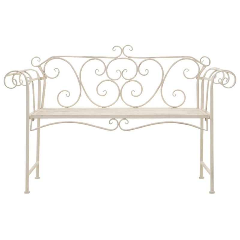 vidaXL Garden Bench 52" Metal Antique White